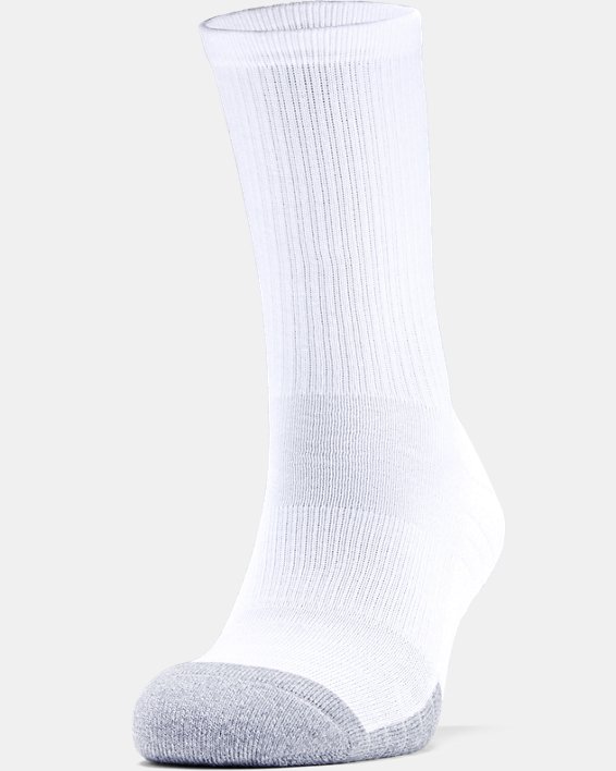 Adult HeatGear® Crew Socks 3-Pack, White, pdpMainDesktop image number 1